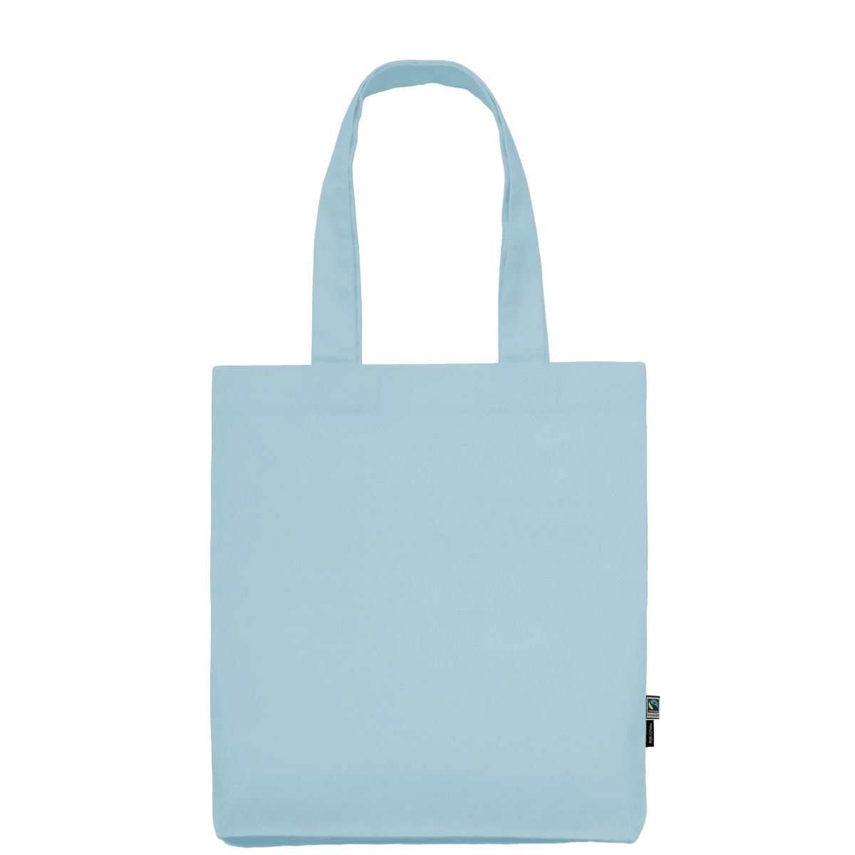 Bolsa Azul Claro de twill de algodón orgánico y Fairtrade con estampado de logo