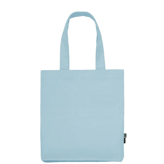 Shopper Azzurra in twill di cotone biologico e Fairtrade con stampa logo