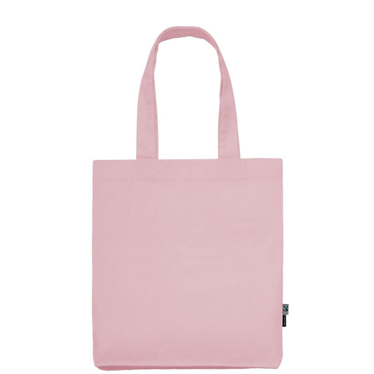 Shopper Rosa Chiaro in twill di cotone biologico e Fairtrade con stampa logo