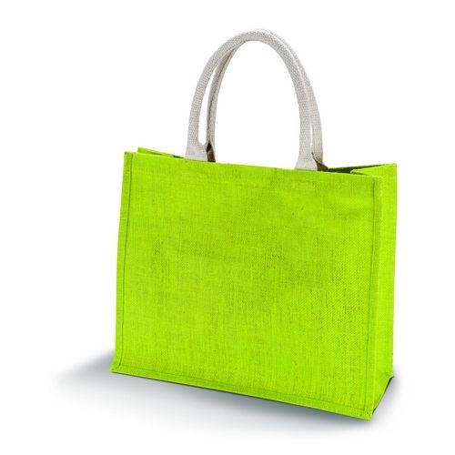 Bolsa de playa de yute verde lima con estampado personalizado, 42 × 35 cm, 330 g/m², asas de algodón