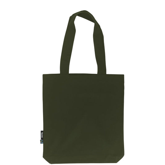 Shopper Verde Militare in twill di cotone biologico e Fairtrade con stampa logo