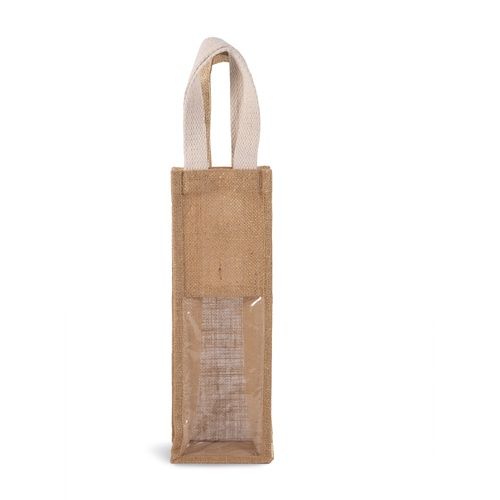 Natural/Gold Jute Wine Bag with Logo Print (330 g/m², 12×10×36 cm)