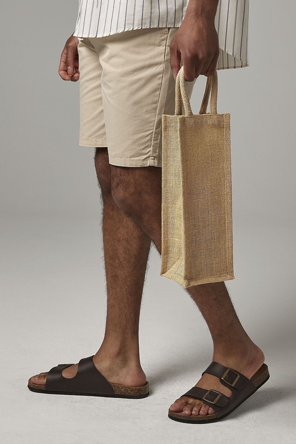 Gold Shimmer Jute Wine Bag with Logo Print 360 g w433