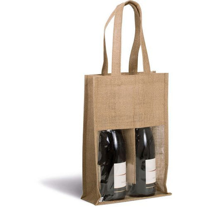 Natural Jute Wine Bag for two bottles with Logo Print 330 gm2