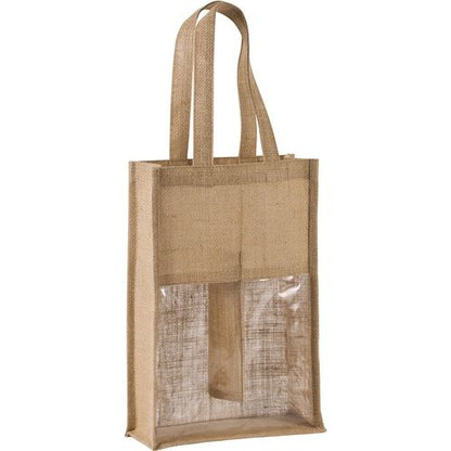 Natural Jute Wine Bag for two bottles with Custom Print 330 gm2