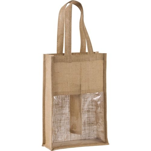Natural Jute Wine Bag for two bottles with Custom Print 330 gm2
