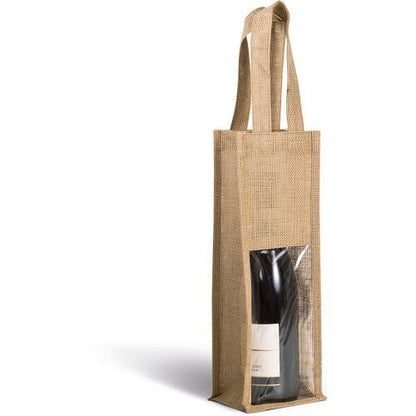 Bolsa Portabotellas de Yute Natural con Estampado Personalizado (330 g/m², 12×10×36 cm)