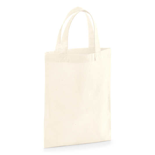 Natural tiny cotton bag with custom logo print, 140 g/m², 19 × 25 cm