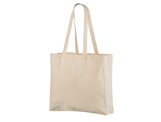 Natural / Horizontal Cotton Tote Bag with Logo Print (220 g/m², 38×42 cm, Side & Bottom Gussets)