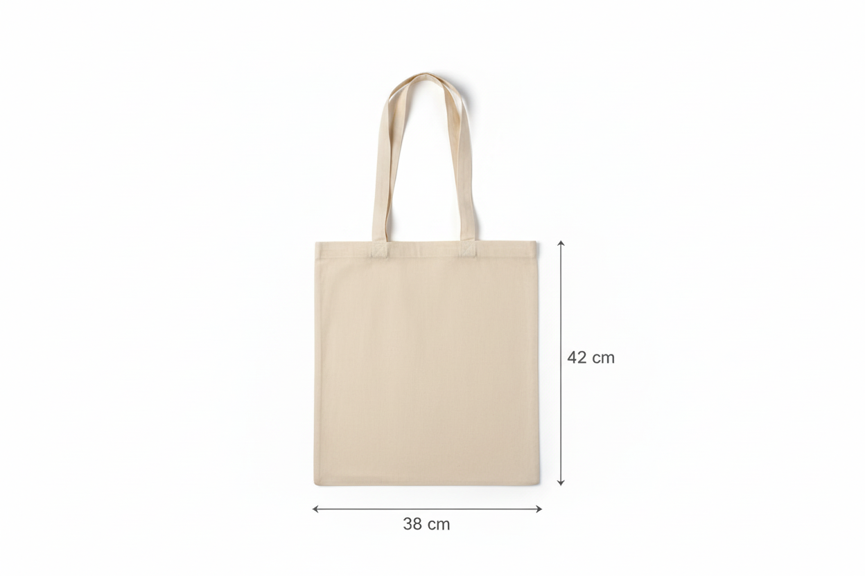 Natural Recycled Cotton Flat Bag 38 x 42 cm (140 g/m²) with custom print