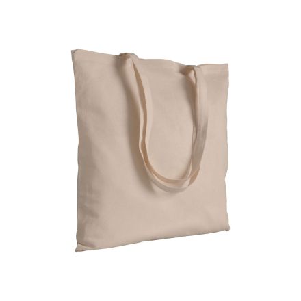 Natural cotton tote bag with long handles and custom logo print, 200 g/m², 38 × 42 cm