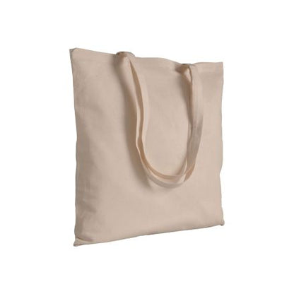 Natural cotton tote bag with long handles and custom logo print, 200 g/m², 38 × 42 cm