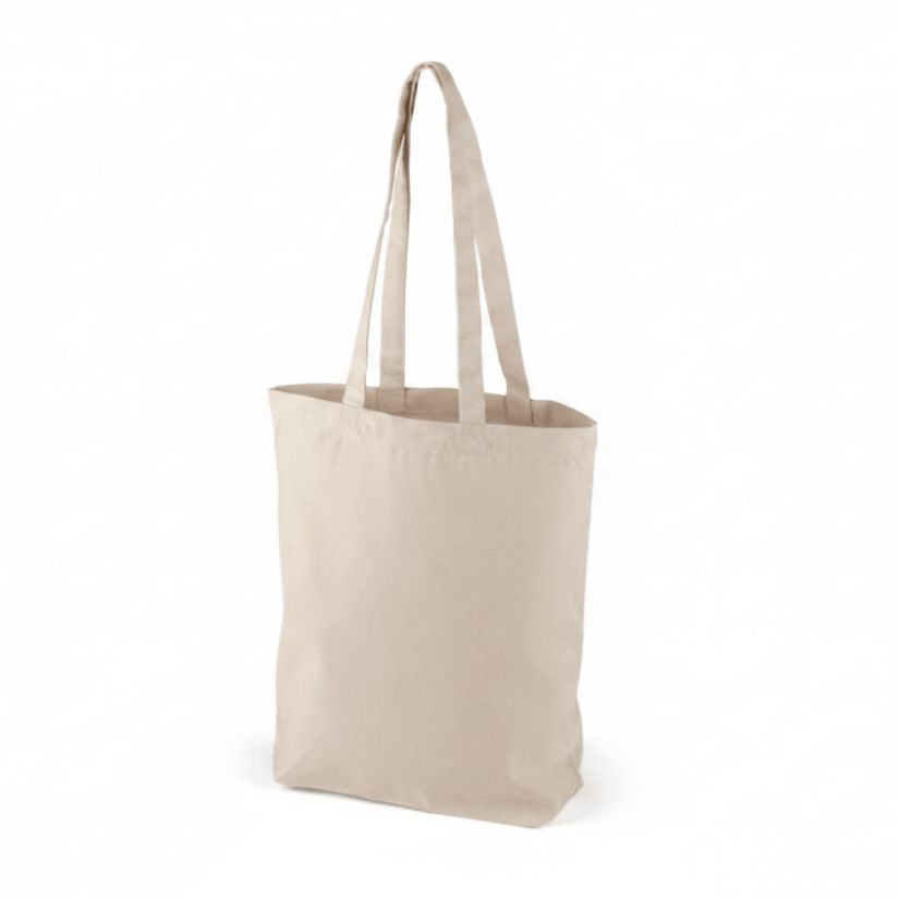 Bolsa de tela blanco natural con estampado personalizado (220 g/m², 38×42 cm, con fuelle inferior)