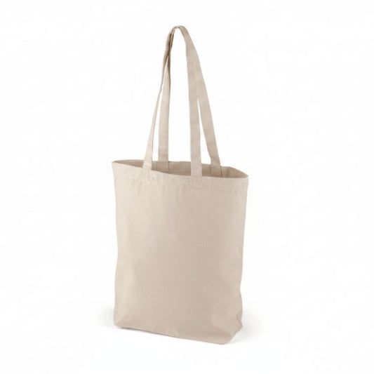 Bolsa de tela blanco natural con estampado personalizado (220 g/m², 38×42 cm, con fuelle inferior)