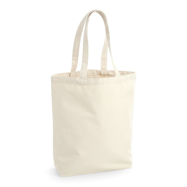 Natural Fairtrade Cotton Camden Shopper, 407 g/m² cotton canvas, 28 × 38 × 12 cm, for custom logo print