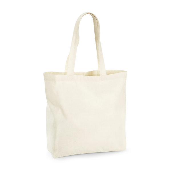 Bolsa maxi de algodón orgánico con fuelle en color natural, 35 x 39 cm, 200 g/m², para impresión personalizada