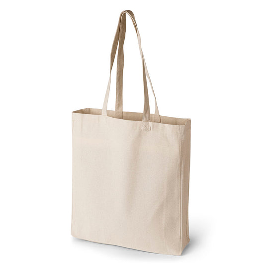 Bolsa de tela natural con fuelles laterales y de fondo, 220 g/m², estampado personalizado - vista frontal