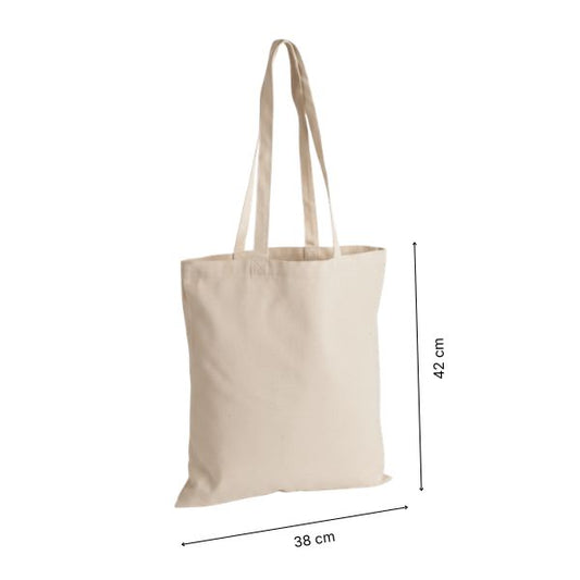 Natural White Cotton Tote Bag with Logo Print (220 g/m², 38×42 cm)