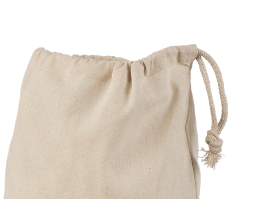 Bomuldspose med ensidigt snoretræk og logotryk (140 g/m²)