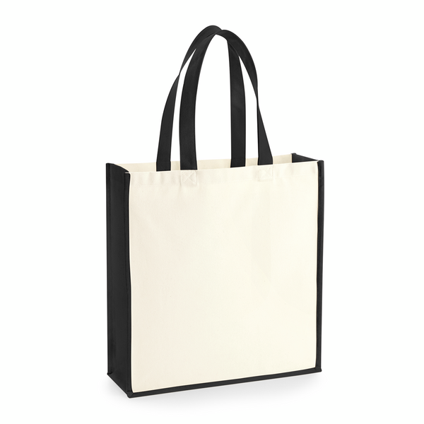Tote in Canvas Gallery con Stampa del Logo, Naturale/Nero, 407 g/m², 39 x 42 cm