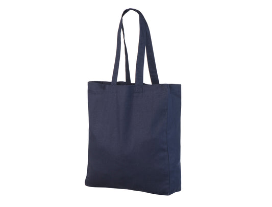 Navy / Standard Cotton Tote Bag with Logo Print (220 g/m², 38×42 cm, Side & Bottom Gussets)