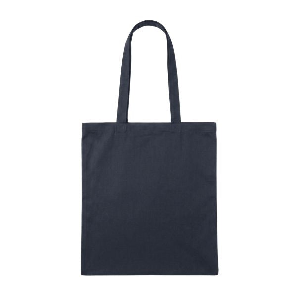 Navy cotton tote bag with logo print, 220 g/m², 38 × 42 cm