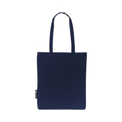 Navy lightweight organic cotton tote bag 120 g/m² with custom logo print