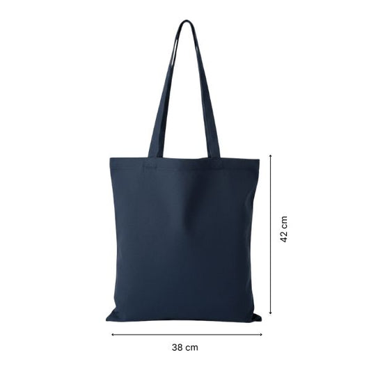 Navy Blue Cotton Tote Bag with Logo Print (220 g/m², 38×42 cm)