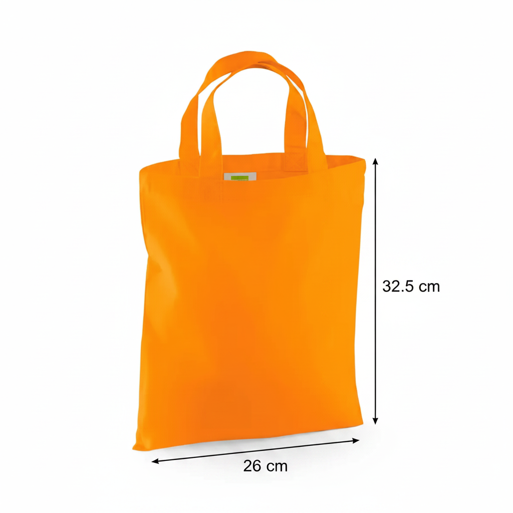 Orange mini-tygpåse i bomull med eget tryck (140 g/m², 26 × 32,5 cm) – bild 2