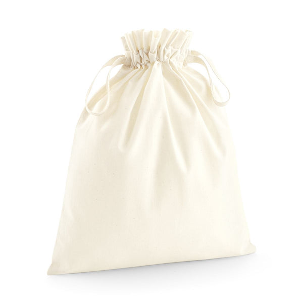Natural Organic Cotton Drawstring Pouch with Custom Print (L, 115 g/m², 30 × 47 cm)
