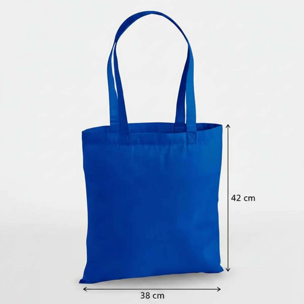 Kirkkaan kuninkaansininen premium-kangaskassi puuvillasta 38 × 42 cm (200 g/m²) – kuva 2