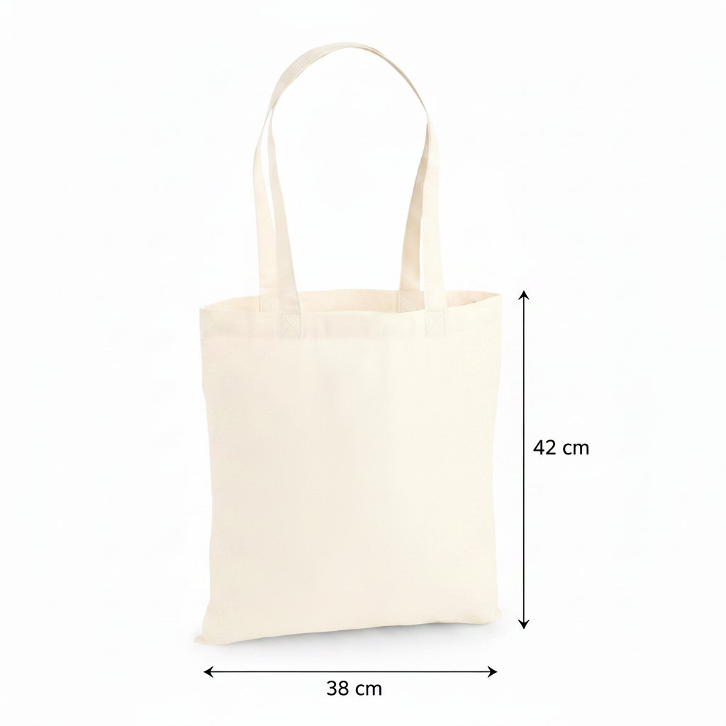 Luonnonvärinen premium-kangaskassi puuvillasta 38 × 42 cm (200 g/m²) – kuva 2
