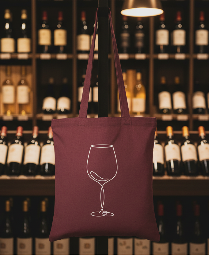 wine red tote bag with custom print