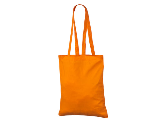 Orange mulepose i bomuld med tryk (140 g/m², 38×42 cm)