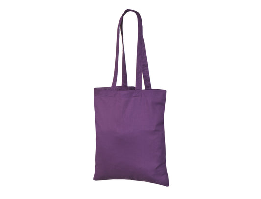 Violet mulepose i bomuld med logotryk (140 g/m², 38×42 cm)