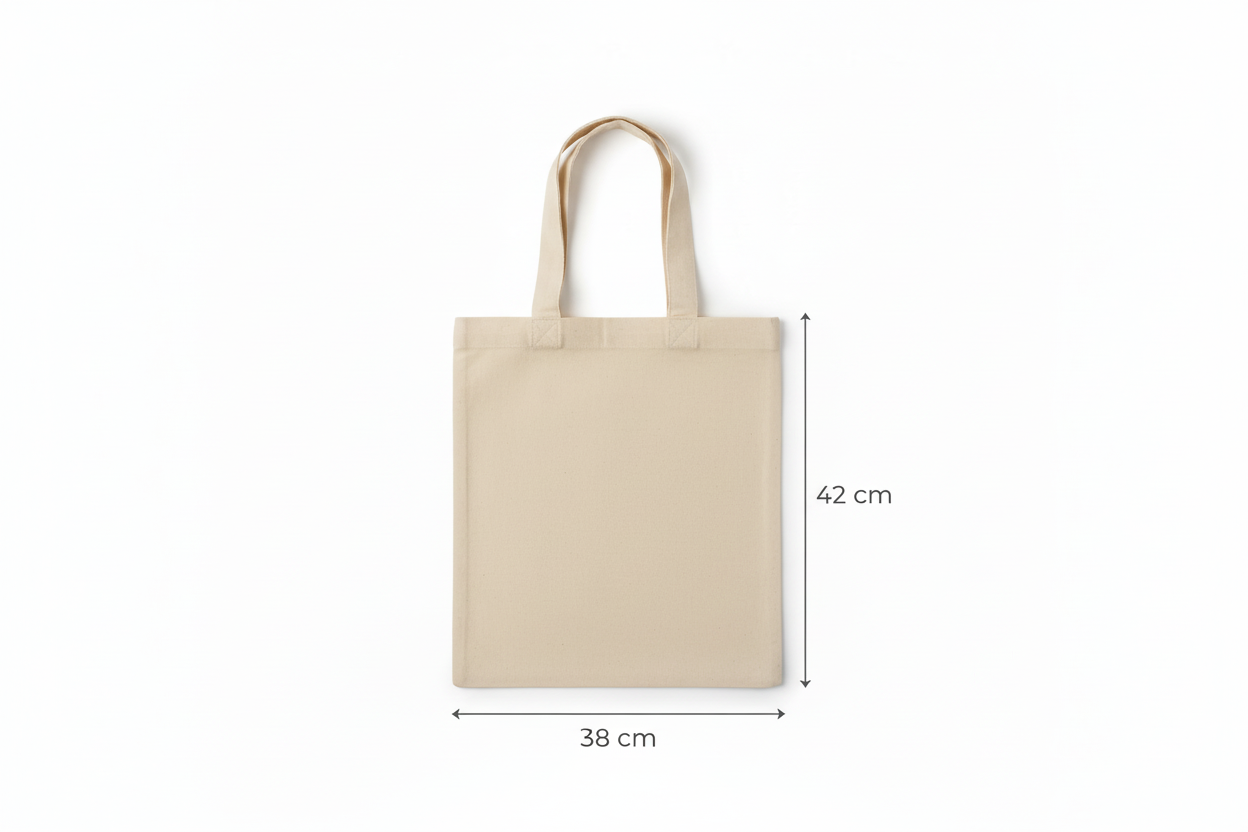 Natural Cotton Tote Bag with Short Hanks (140 g/m², 38×42 cm)with custom print