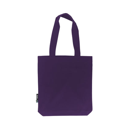 Bolsa Morado de twill de algodón orgánico y Fairtrade con estampado de logo