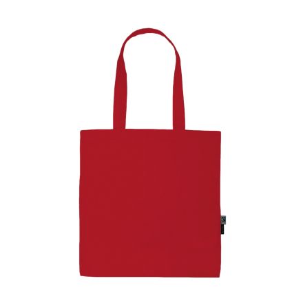 Red lightweight organic cotton tote bag 120 g/m² with custom logo print