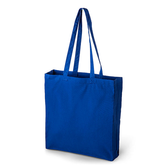 Bolsa de tela azul rey con fuelles laterales y de fondo, 220 g/m², estampado personalizado - vista frontal