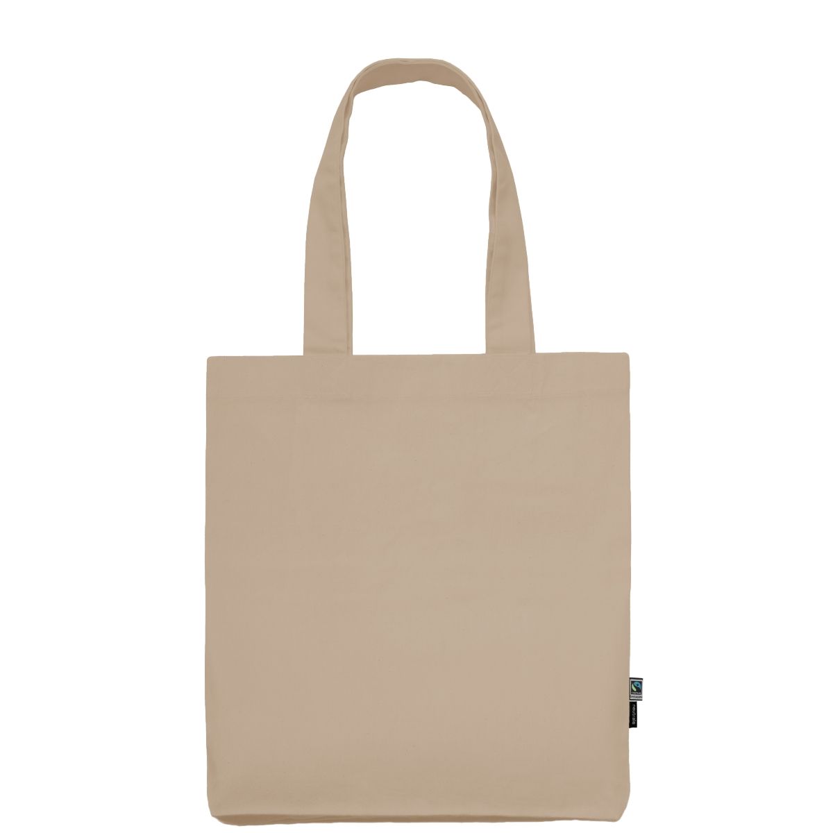 Sandbeige Fairtrade-økologisk twillmulepose med logotryk