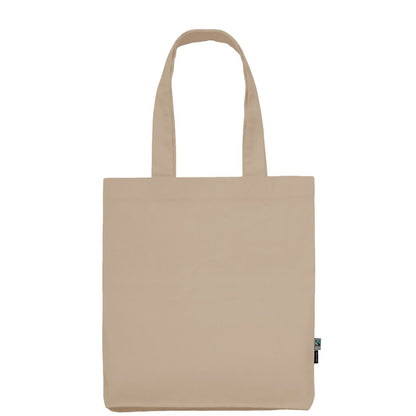 Sandbeige Fairtrade-økologisk twillmulepose med logotryk