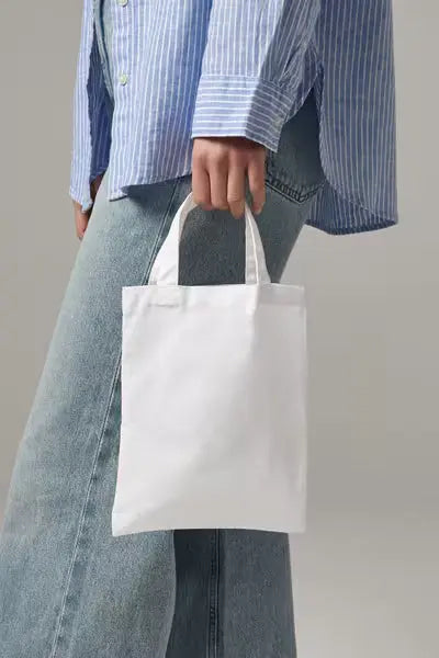 White Tiny Cotton Bag with Logo Print (140 g/m², 19×25 cm) – image 2