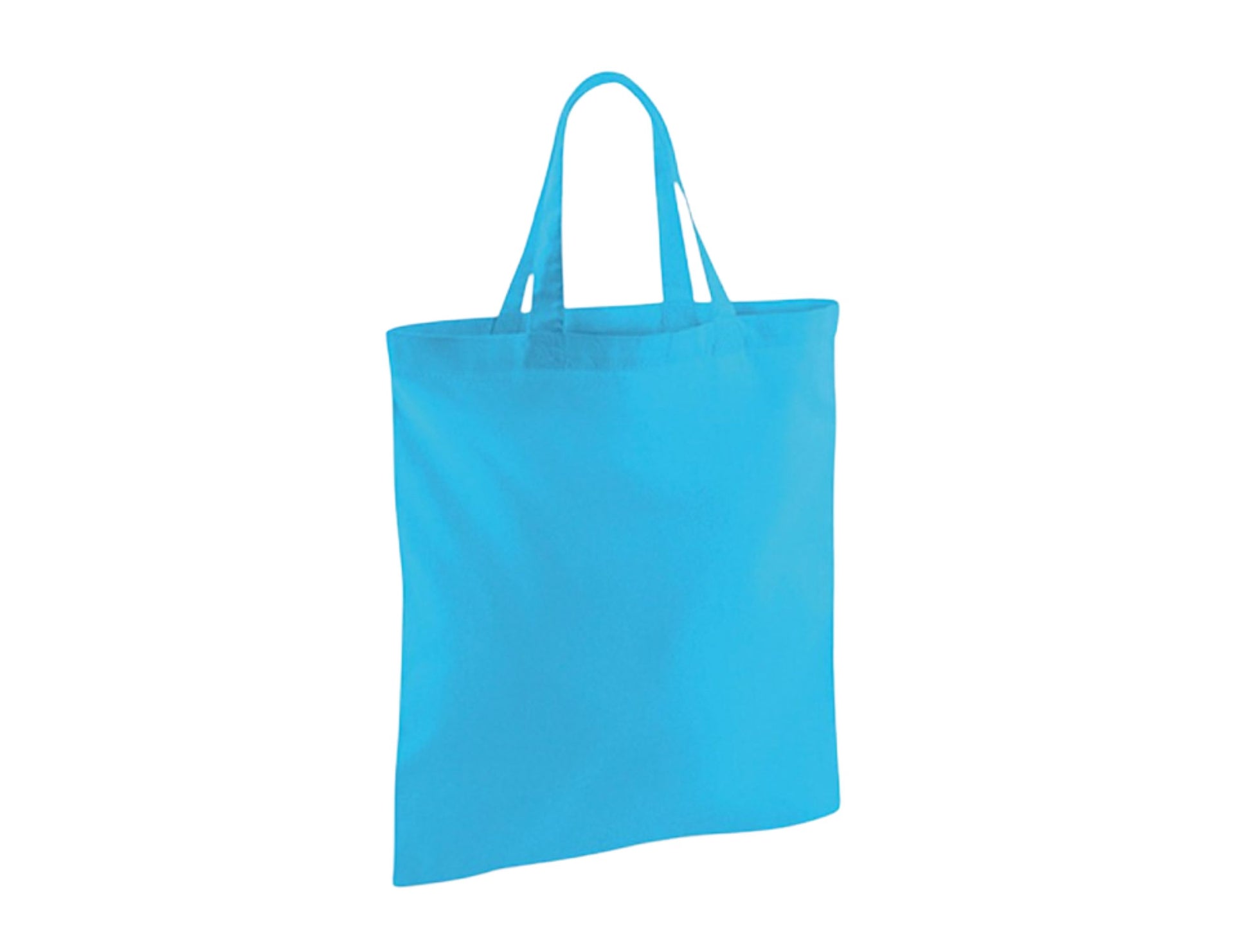 Turquoise Cotton Tote Bag with Short Handles and Logo Print (140 g/m², 38×42 cm)