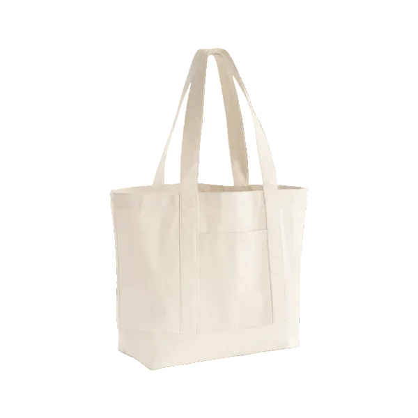 Natural organic canvas varsity shopper with custom print