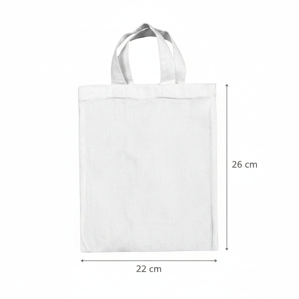 Small Cotton Tote Bags with Custom Print 22×26 cm, 140 g/m² - White