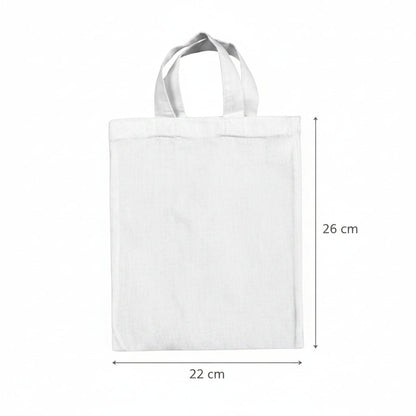 Small Cotton Tote Bags with Custom Print 22×26 cm, 140 g/m² - White