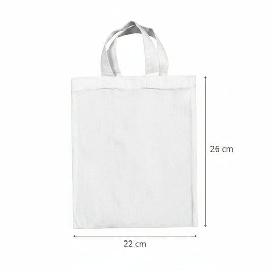 Small Cotton Tote Bags with Custom Print 22×26 cm, 140 g/m² - White