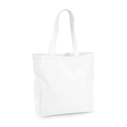 Shopper maxi in cotone biologico bianca con soffietto, 35 x 39 cm, 200 g/m², per stampa personalizzata