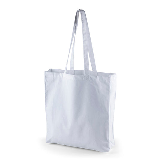 Bolsa de tela blanca con fuelles laterales y de fondo, 220 g/m², estampado personalizado - vista frontal