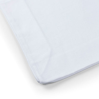 Close-up detail of white 220 g/m² cotton tote bag gusset and stitching